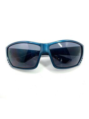 Y2K Blue Metallic Sunglasses Oversized Sporty Wrap Cyber Festival Shades